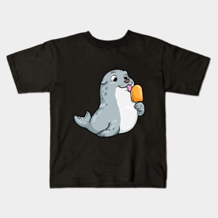 Seal with Popsicles Kids T-Shirt